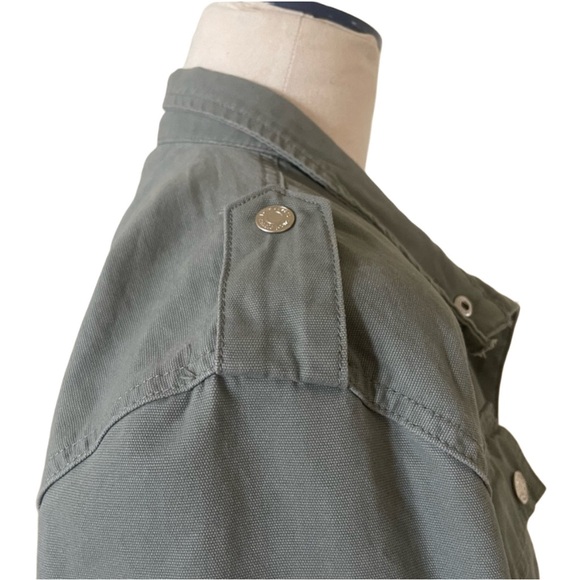 🍁 Military Style Cropped Jacket Olive size medium lightweight khaki Kenzie boxy - Picture 3 of 5